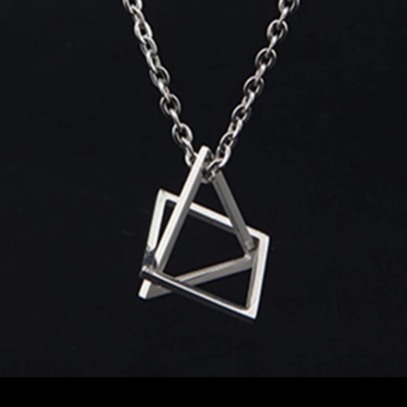 Geometric Hollow Triangular Chain Pendant Necklace Men/Women - Picture 13 of 16
